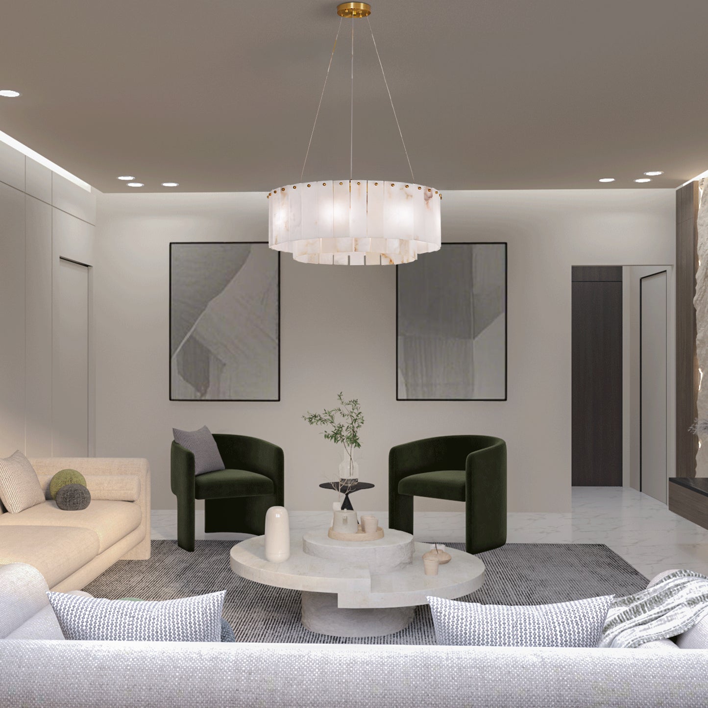 Ethereal Marbled Opulence Suspension Light