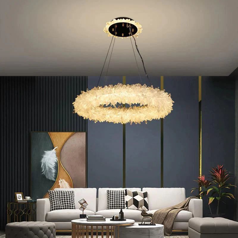 Leode Crystal Quartz Halo Chandelier